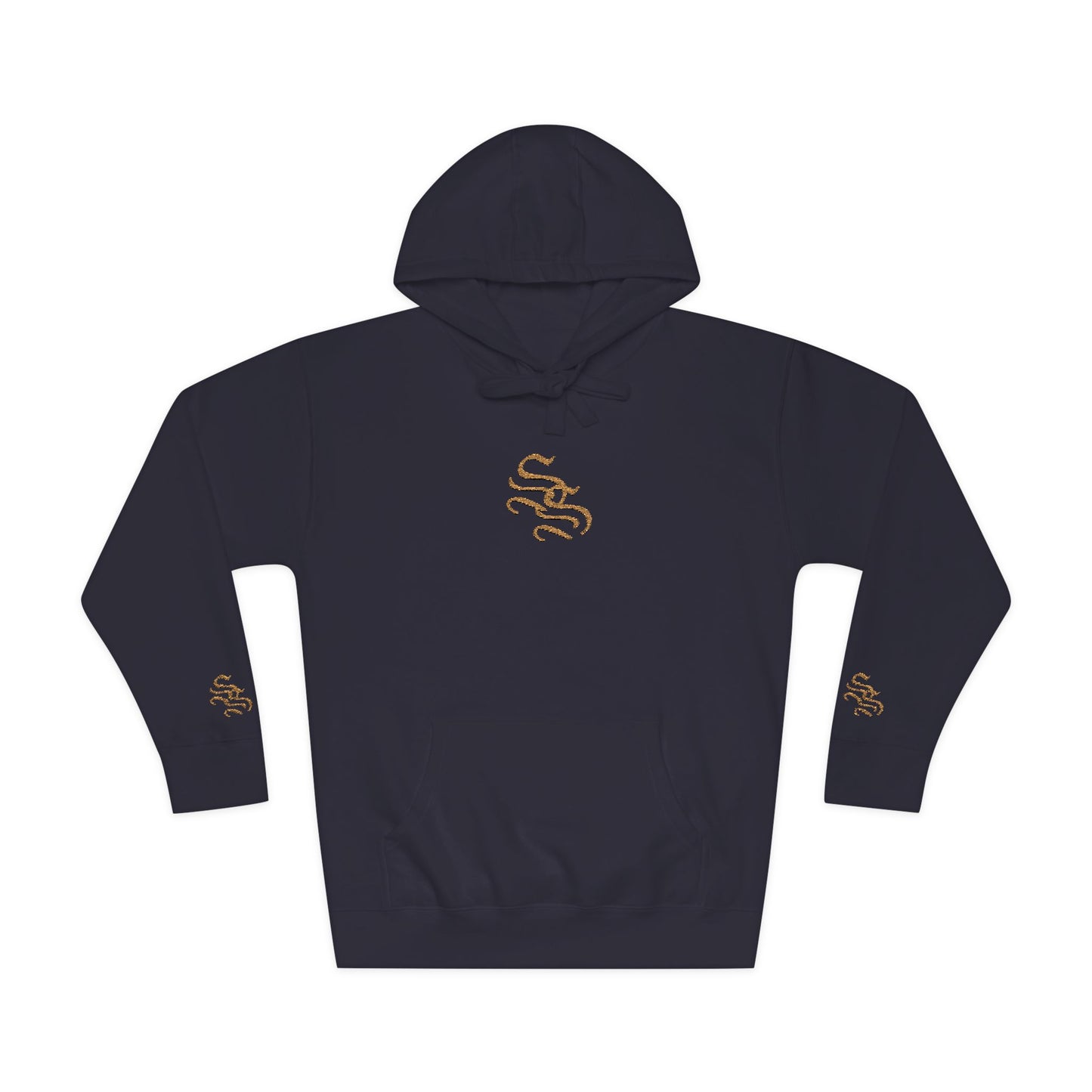 Cozy Unisex Fleece Hoodie with Gold Snake Design