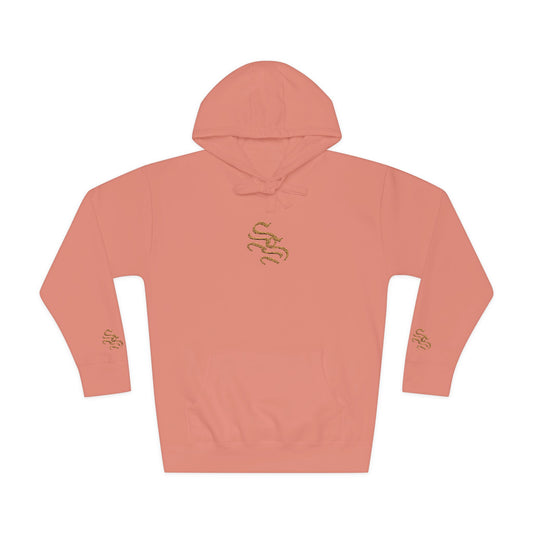 Cozy Unisex Fleece Hoodie with Gold Snake Design