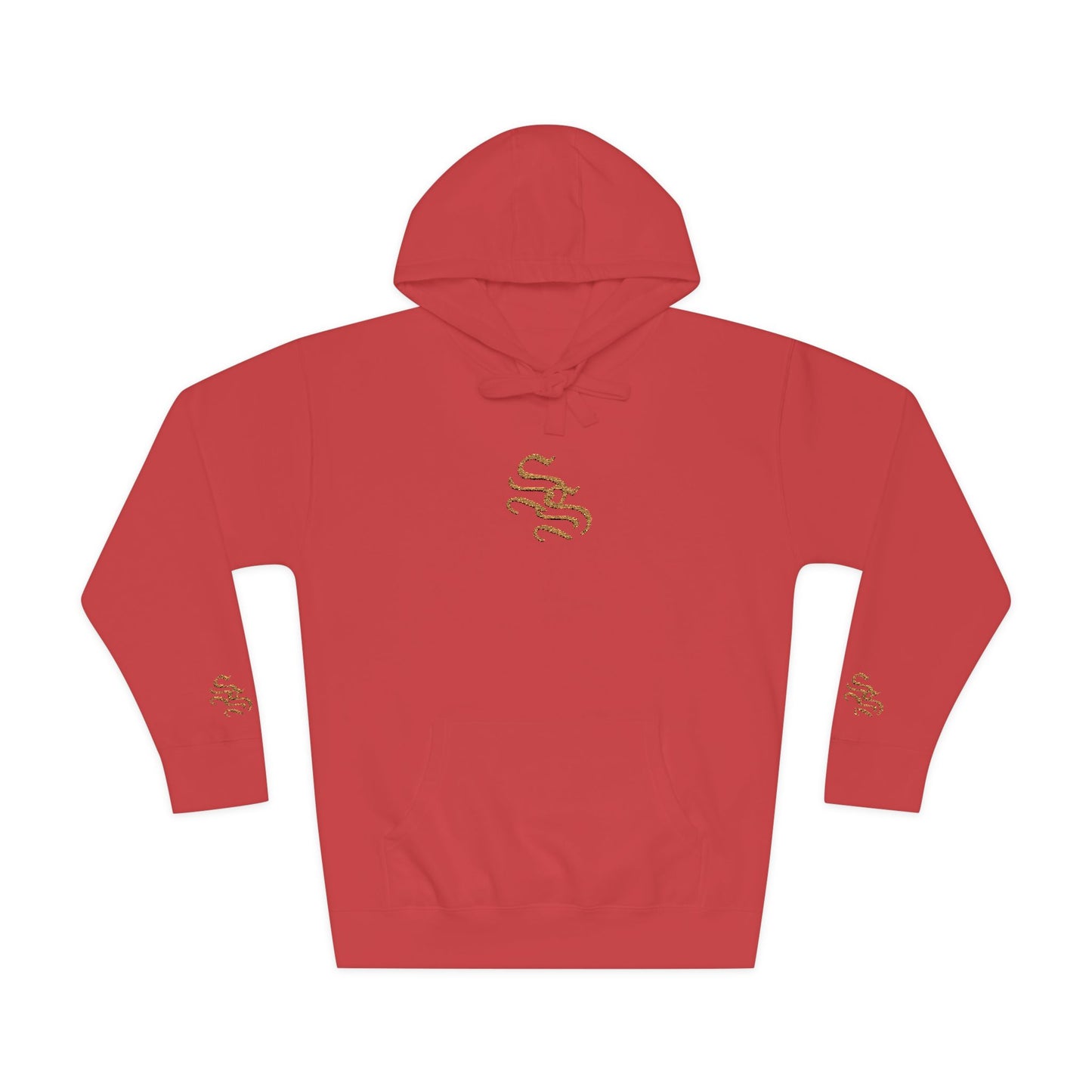 Cozy Unisex Fleece Hoodie with Gold Snake Design