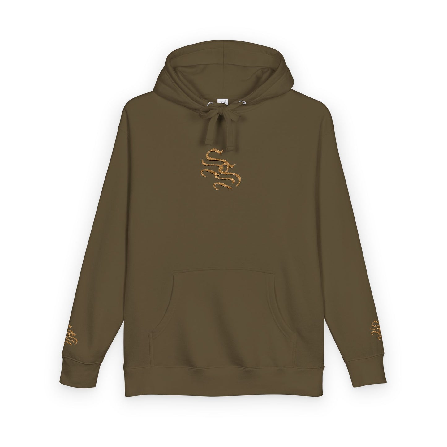 Cozy Unisex Fleece Hoodie with Gold Snake Design