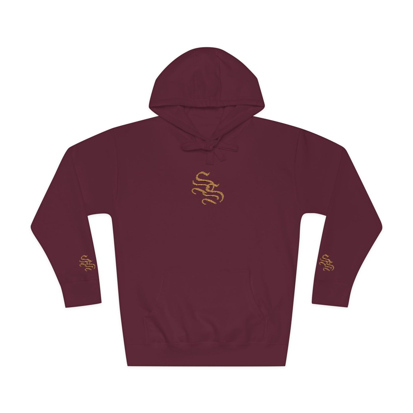Cozy Unisex Fleece Hoodie with Gold Snake Design
