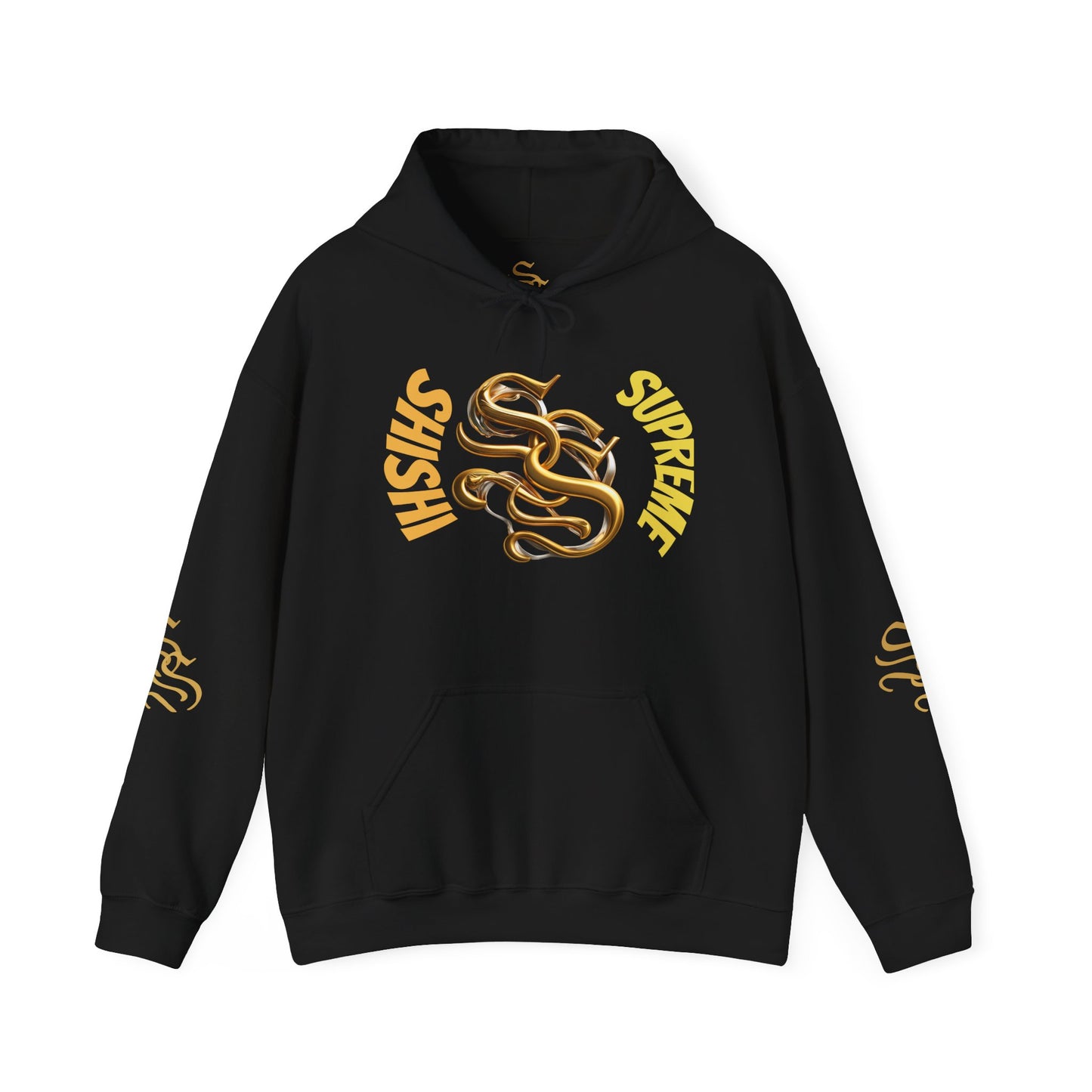 Stylish Unisex Heavy Blend™ Hooded Sweatshirt - Gold Design with Graphic Print