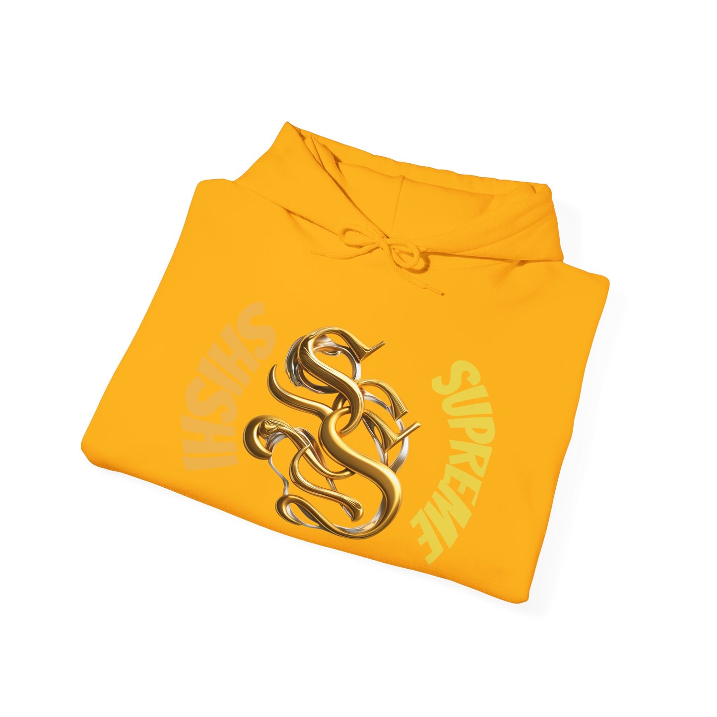 Stylish Unisex Heavy Blend™ Hooded Sweatshirt - Gold Design with Graphic Print