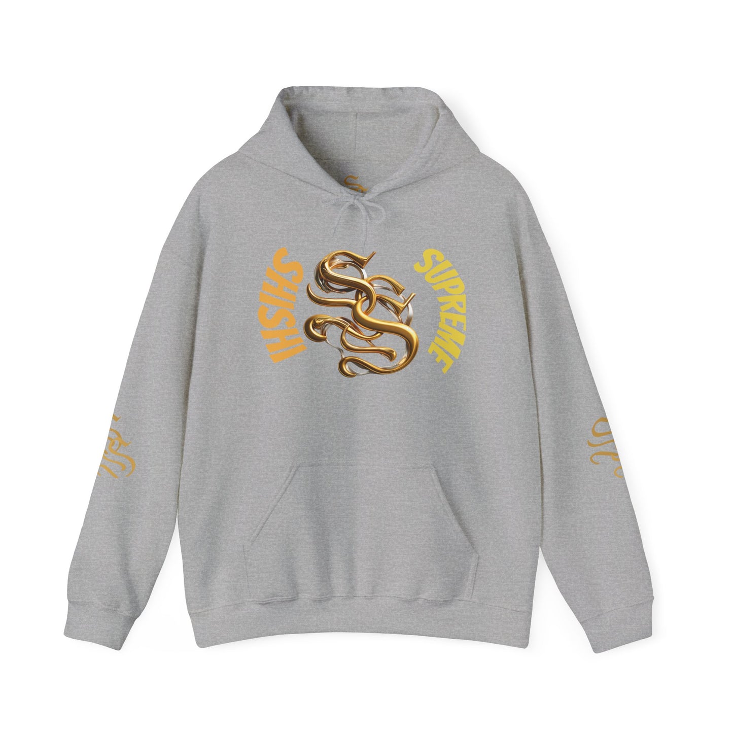 Stylish Unisex Heavy Blend™ Hooded Sweatshirt - Gold Design with Graphic Print