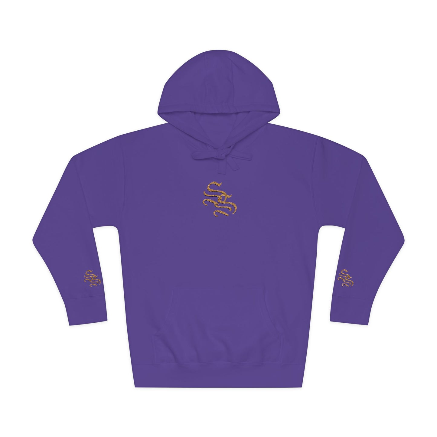 Cozy Unisex Fleece Hoodie with Gold Snake Design