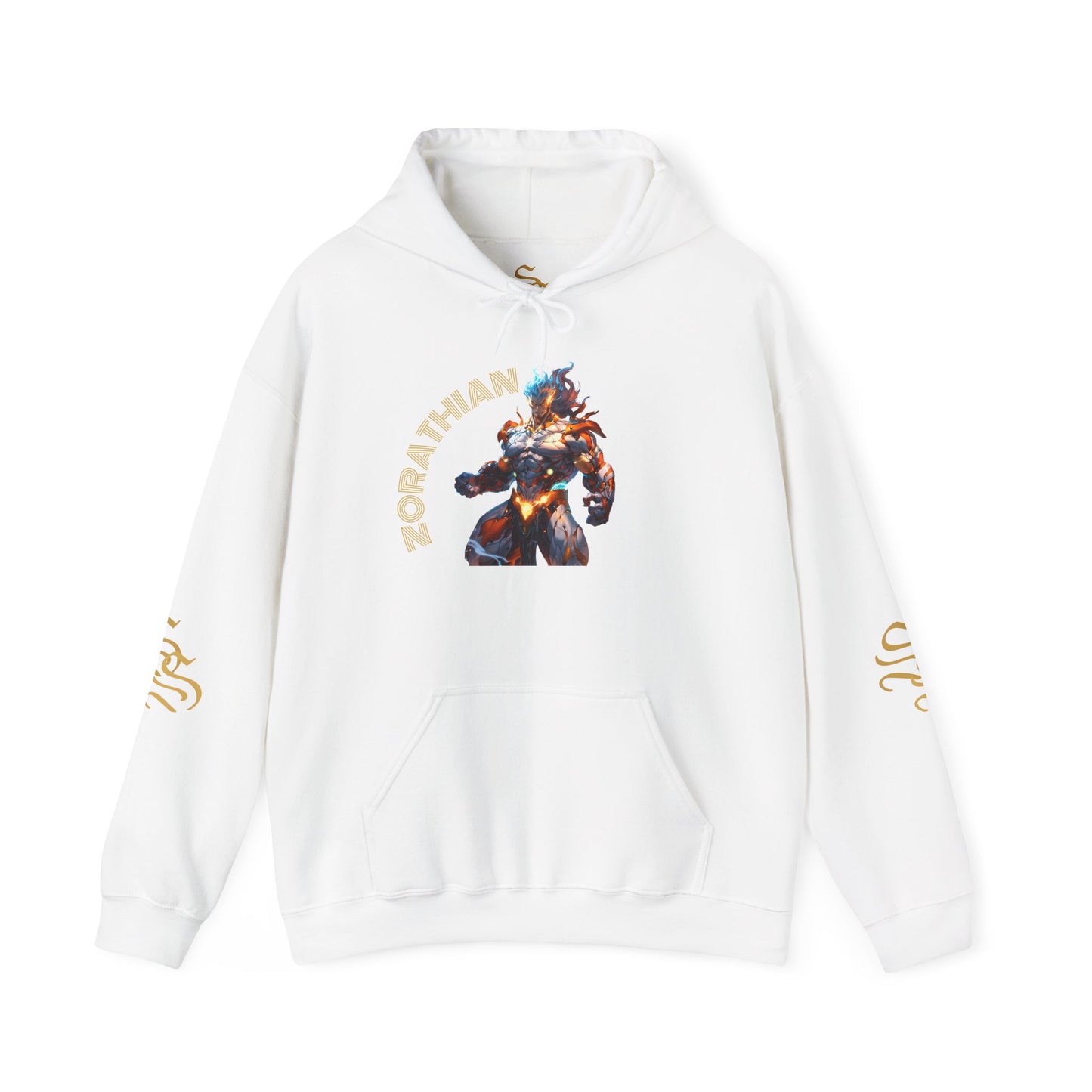 Zorathian Character Heavy Blend Hoodie - Unisex White Sweatshirt for Gaming Fans