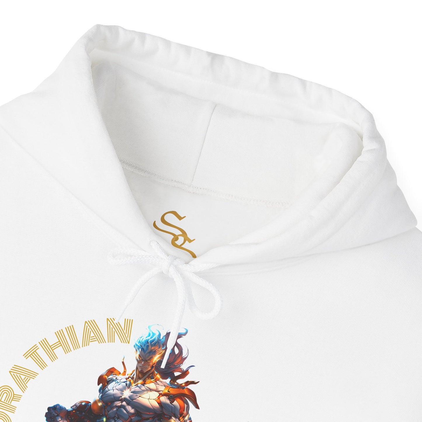 Zorathian Character Heavy Blend Hoodie - Unisex White Sweatshirt for Gaming Fans
