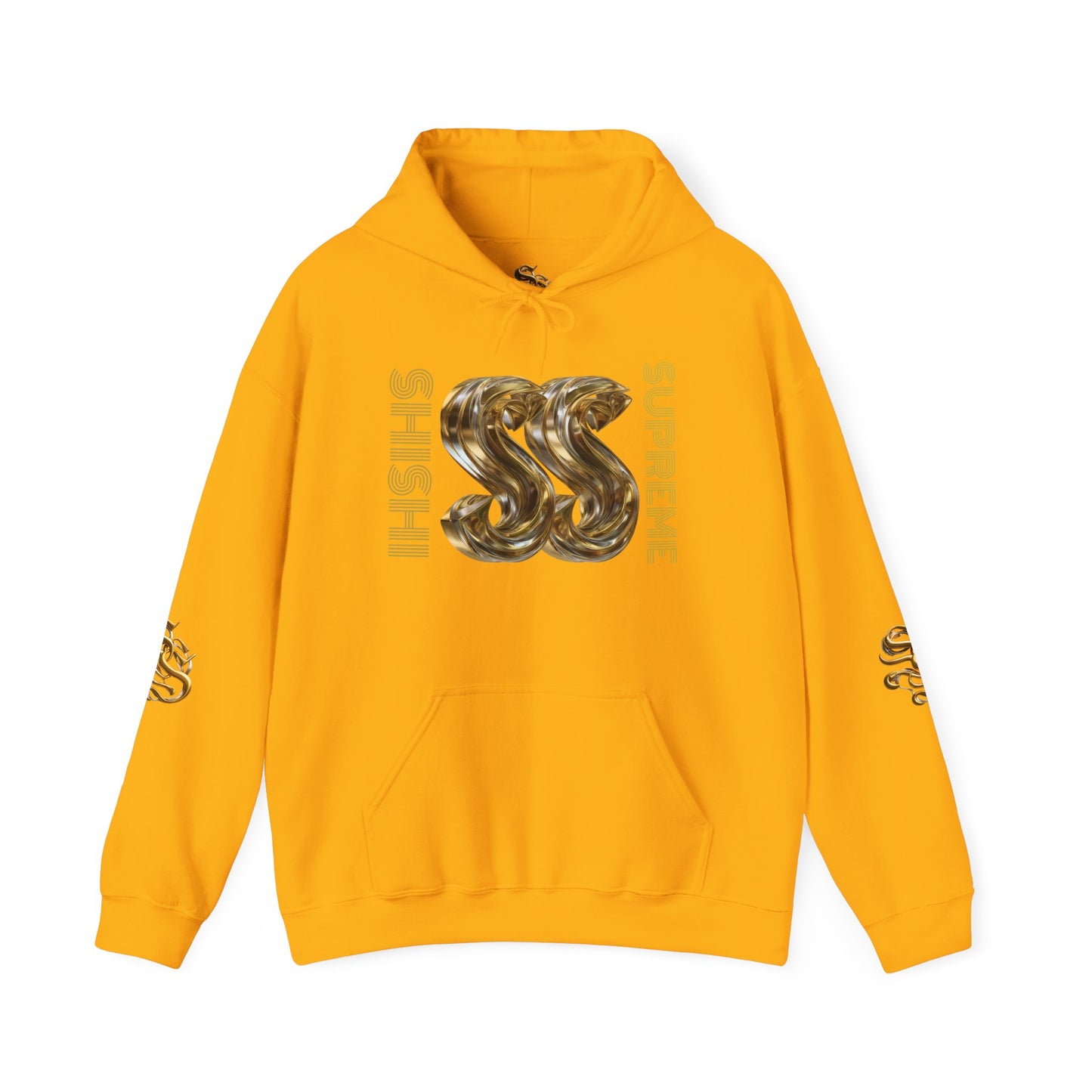 Trendy Unisex Hooded Sweatshirt with Metallic SS Design