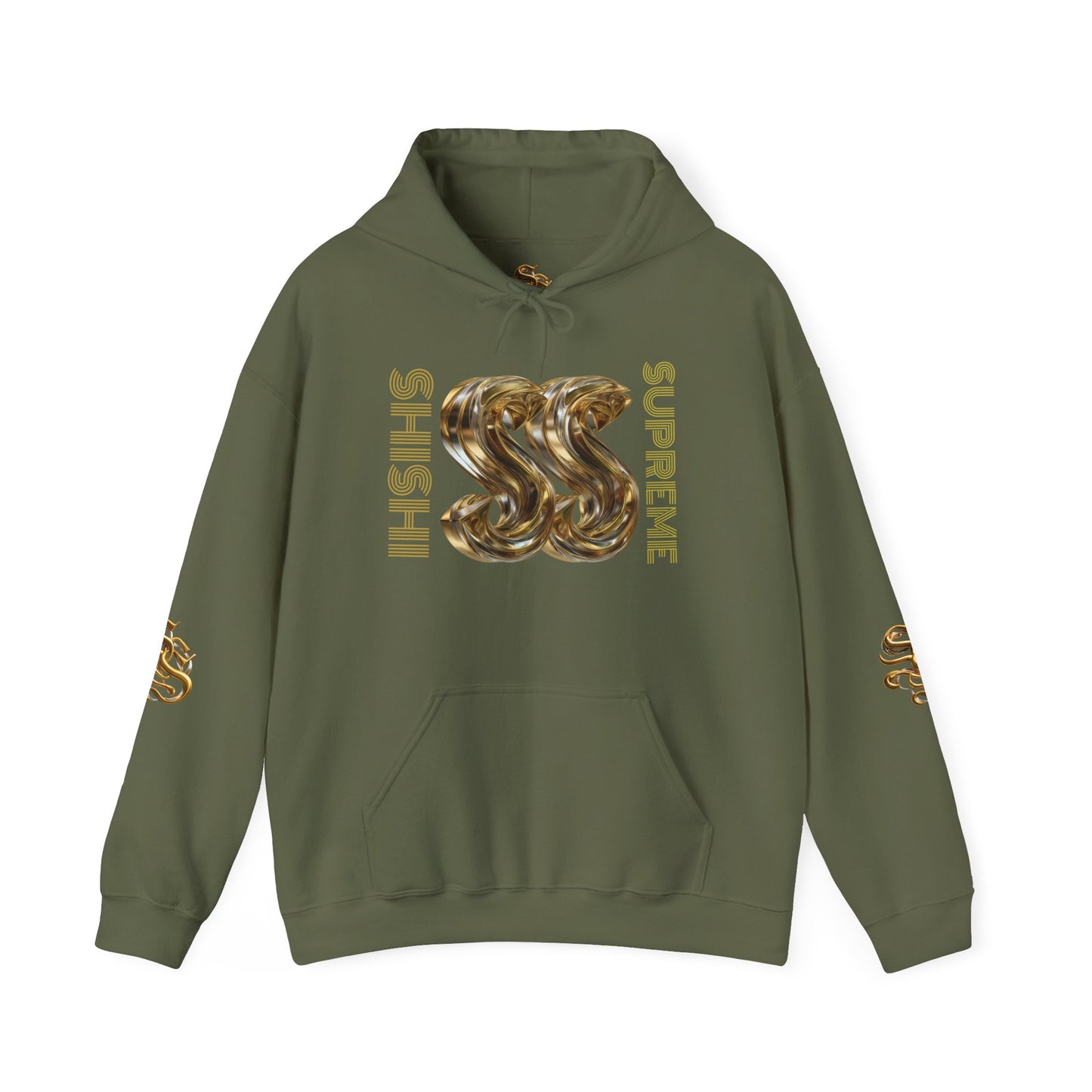 Trendy Unisex Hooded Sweatshirt with Metallic SS Design