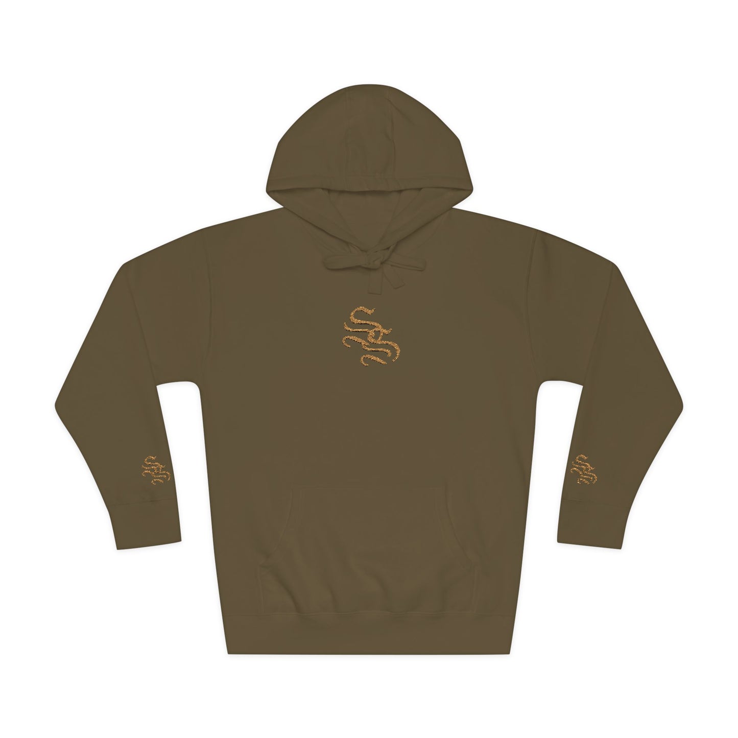 Cozy Unisex Fleece Hoodie with Gold Snake Design