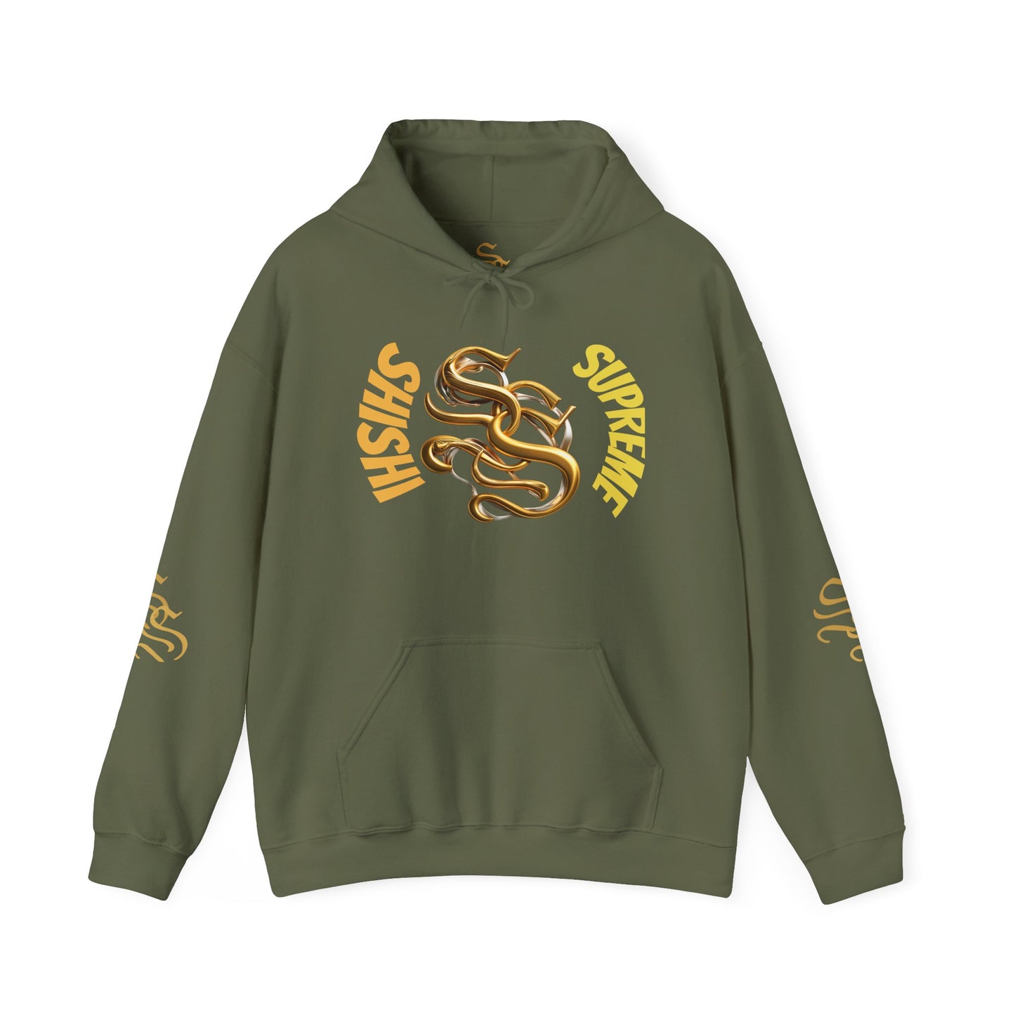 Stylish Unisex Heavy Blend™ Hooded Sweatshirt - Gold Design with Graphic Print