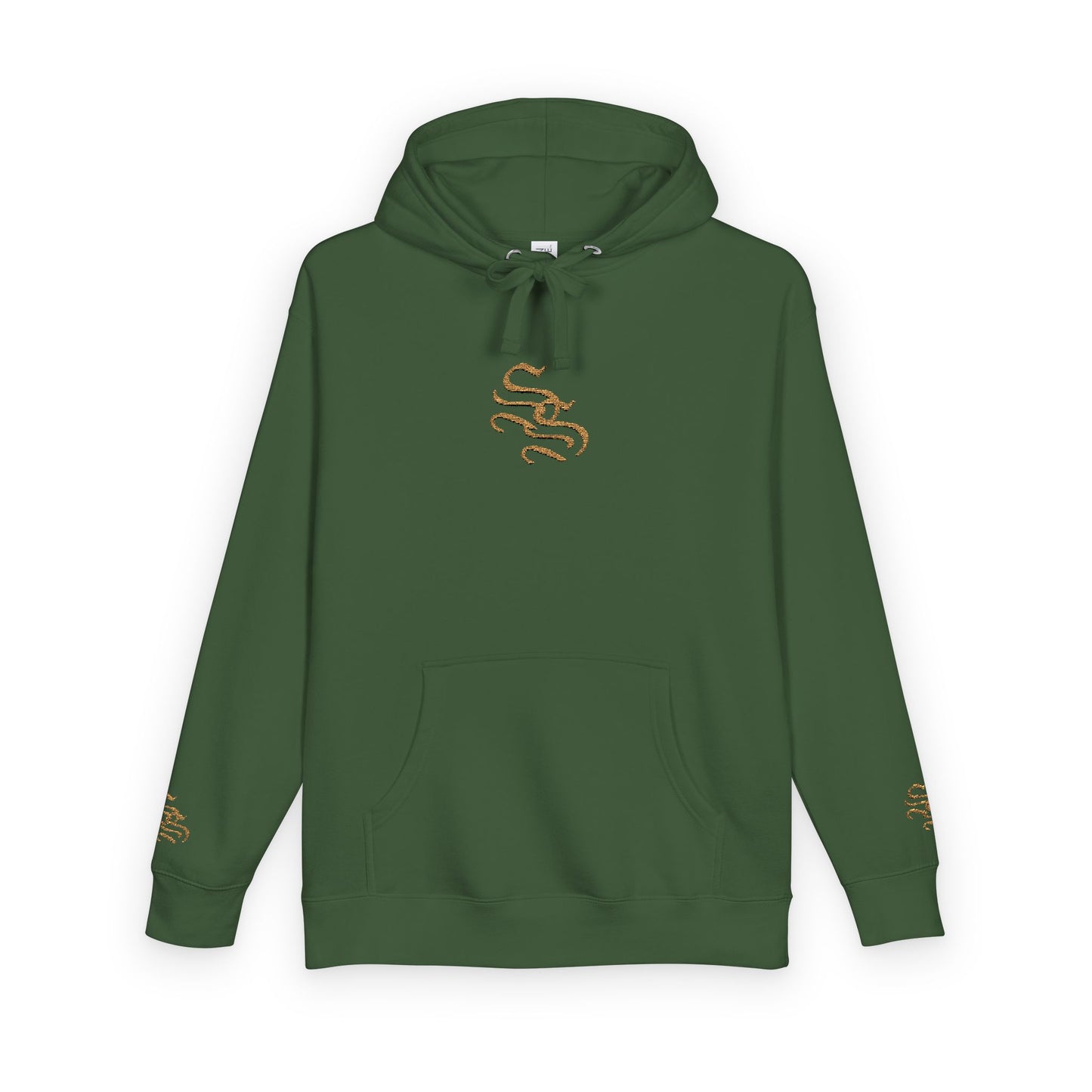 Cozy Unisex Fleece Hoodie with Gold Snake Design