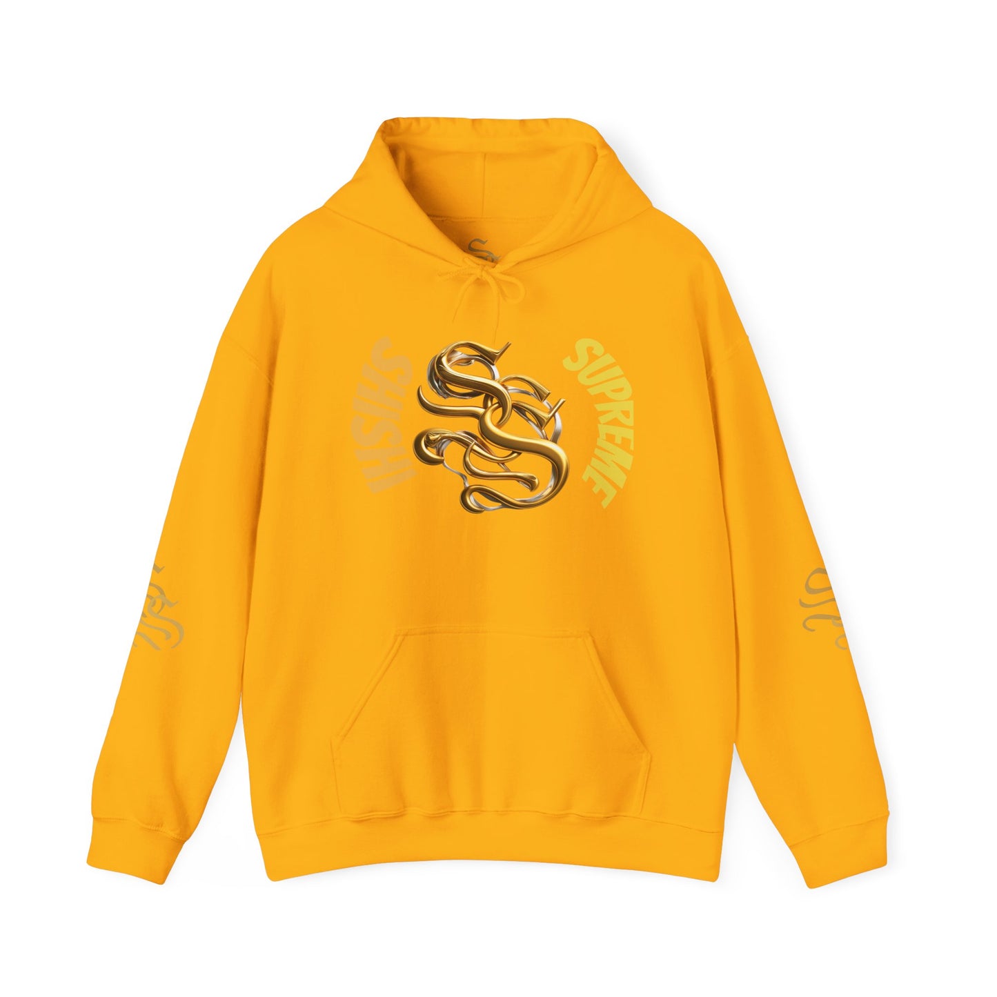 Stylish Unisex Heavy Blend™ Hooded Sweatshirt - Gold Design with Graphic Print