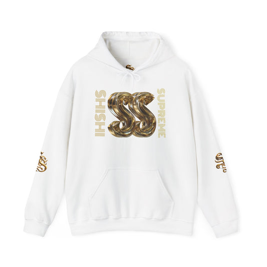 Trendy Unisex Hooded Sweatshirt with Metallic SS Design