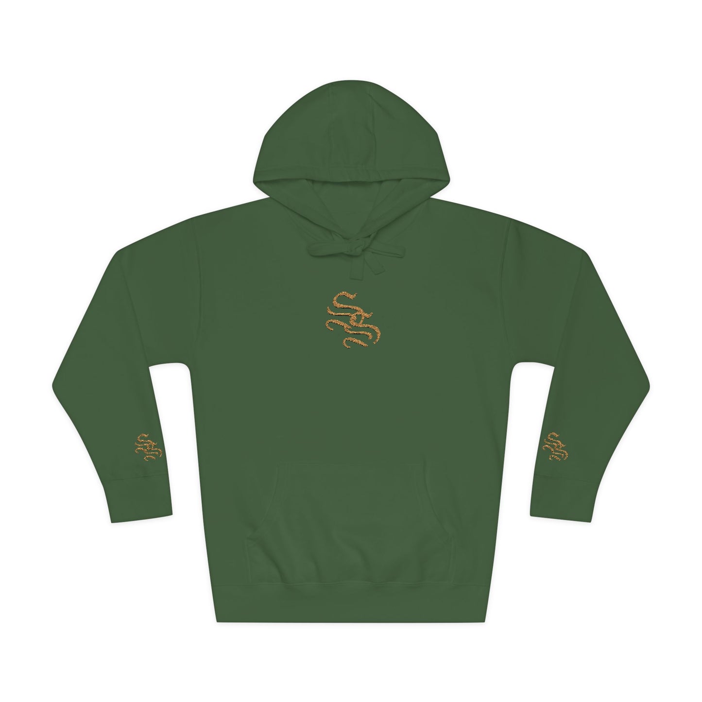 Cozy Unisex Fleece Hoodie with Gold Snake Design